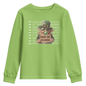 Funny Fight Me I'm Irish Youth Sweatshirt Leprechaun Mug Shot St Patrick's Day TS11 Lime Print Your Wear