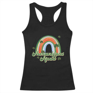Funny St Patrick's Day Shenanigans Squad Racerback Tank Top Rainbow Shamrock TS11 Black Print Your Wear
