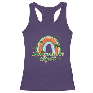 Funny St Patrick's Day Shenanigans Squad Racerback Tank Top Rainbow Shamrock TS11 Purple Print Your Wear