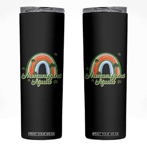 Funny St Patrick's Day Shenanigans Squad Skinny Tumbler Rainbow Shamrock TS11 Black Print Your Wear