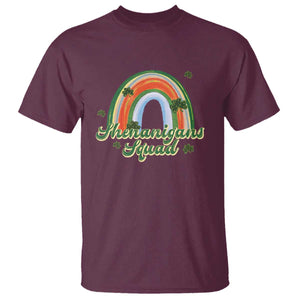 Funny St Patrick's Day Shenanigans Squad T Shirt Rainbow Shamrock TS11 Maroon Print Your Wear