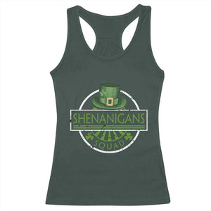 Funny St Patrick's Day Shenanigans Squad Racerback Tank Top Shamrock TS11 Dark Forest Green Print Your Wear