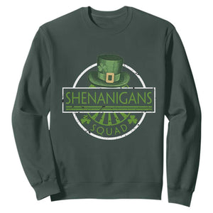 Funny St Patrick's Day Shenanigans Squad Sweatshirt Shamrock TS11 Dark Forest Green Print Your Wear
