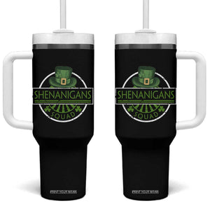 Funny St Patrick's Day Shenanigans Squad Tumbler With Handle Shamrock TS11 One Size: 40 oz Black Print Your Wear
