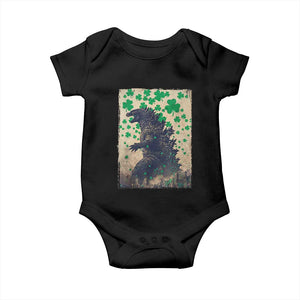 Funny St Patrick's Day Japanese Giant Monster Baby Onesie Vintage Shamrock TS11 Black Print Your Wear