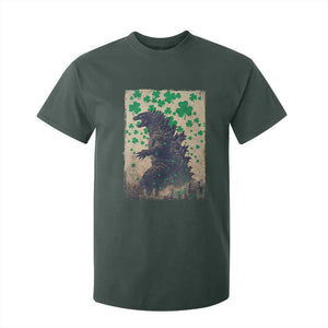 Funny St Patrick's Day Japanese Giant Monster T Shirt For Kid Vintage Shamrock TS11 Dark Forest Green Print Your Wear