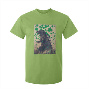 Funny St Patrick's Day Japanese Giant Monster T Shirt For Kid Vintage Shamrock TS11 Lime Print Your Wear