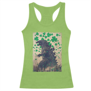 Funny St Patrick's Day Japanese Giant Monster Racerback Tank Top Vintage Shamrock TS11 Lime Print Your Wear