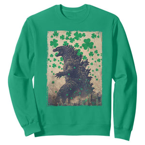 Funny St Patrick's Day Japanese Giant Monster Sweatshirt Vintage Shamrock TS11 Irish Green Print Your Wear