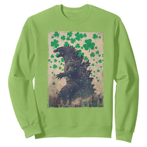 Funny St Patrick's Day Japanese Giant Monster Sweatshirt Vintage Shamrock TS11 Lime Print Your Wear