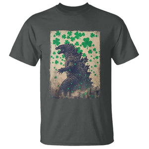Funny St Patrick's Day Japanese Giant Monster T Shirt Vintage Shamrock TS11 Dark Heather Print Your Wear