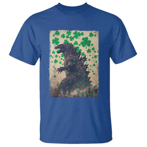 Funny St Patrick's Day Japanese Giant Monster T Shirt Vintage Shamrock TS11 Royal Blue Print Your Wear