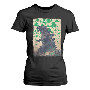 Funny St Patrick's Day Japanese Giant Monster T Shirt For Women Vintage Shamrock TS11 Black Print Your Wear