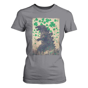 Funny St Patrick's Day Japanese Giant Monster T Shirt For Women Vintage Shamrock TS11 Charcoal Print Your Wear