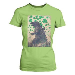 Funny St Patrick's Day Japanese Giant Monster T Shirt For Women Vintage Shamrock TS11 Lime Print Your Wear