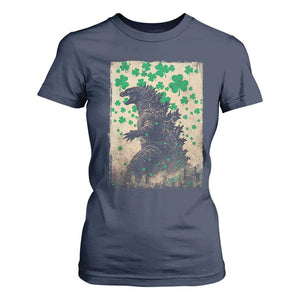 Funny St Patrick's Day Japanese Giant Monster T Shirt For Women Vintage Shamrock TS11 Navy Print Your Wear