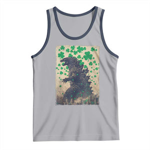 Funny St Patrick's Day Japanese Giant Monster Tank Top Vintage Shamrock TS11 Athletic Heather Navy Print Your Wear