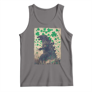 Funny St Patrick's Day Japanese Giant Monster Tank Top Vintage Shamrock TS11 Deep Heather Print Your Wear