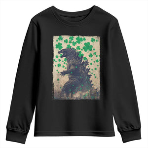 Funny St Patrick's Day Japanese Giant Monster Youth Sweatshirt Vintage Shamrock TS11 Black Print Your Wear