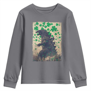 Funny St Patrick's Day Japanese Giant Monster Youth Sweatshirt Vintage Shamrock TS11 Charcoal Print Your Wear