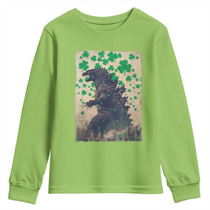 Funny St Patrick's Day Japanese Giant Monster Youth Sweatshirt Vintage Shamrock TS11 Lime Print Your Wear