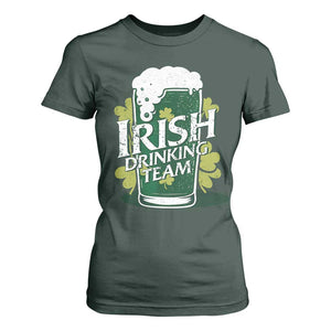 Funny St Patrick's Day Irish Beer Drinking T Shirt For Women Irish Drinking Team Green Beer Shamrock TS11 Dark Forest Green Print Your Wear