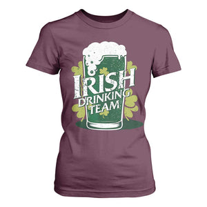 Funny St Patrick's Day Irish Beer Drinking T Shirt For Women Irish Drinking Team Green Beer Shamrock TS11 Maroon Print Your Wear