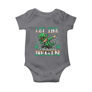 Funny Let The Shenanigans Begin Baby Onesie Dabbing Leprechaun St Patrick's Day TS11 Charcoal Print Your Wear