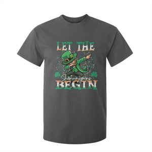 Funny Let The Shenanigans Begin T Shirt For Kid Dabbing Leprechaun St Patrick's Day TS11 Dark Heather Print Your Wear