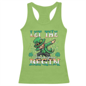 Funny Let The Shenanigans Begin Racerback Tank Top Dabbing Leprechaun St Patrick's Day TS11 Lime Print Your Wear