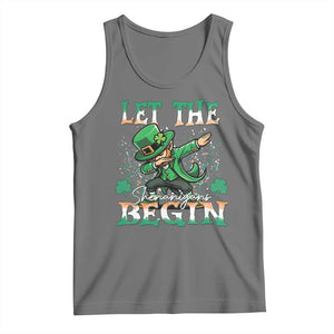 Funny Let The Shenanigans Begin Tank Top Dabbing Leprechaun St Patrick's Day TS11 Black Heather Print Your Wear