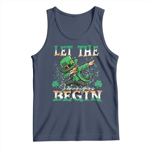 Funny Let The Shenanigans Begin Tank Top Dabbing Leprechaun St Patrick's Day TS11 Navy Print Your Wear
