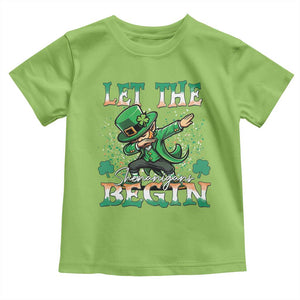 Funny Let The Shenanigans Begin Toddler T Shirt Dabbing Leprechaun St Patrick's Day TS11 Lime Print Your Wear
