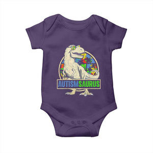 Funny Autism Awareness Dinosaur Baby Onesie Autismsaurus Puzzle Pieces TS11 Purple Print Your Wear