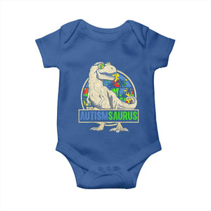 Funny Autism Awareness Dinosaur Baby Onesie Autismsaurus Puzzle Pieces TS11 Royal Blue Print Your Wear