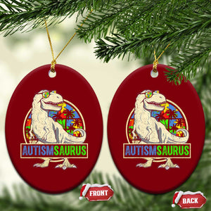Funny Autism Awareness Dinosaur Ceramic Ornament Autismsaurus Puzzle Pieces TS11 Print Your Wear
