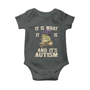 Funny It Is What It Is And It's Autism Baby Onesie Meme Autism Awareness Frog TS11 Dark Heather Print Your Wear