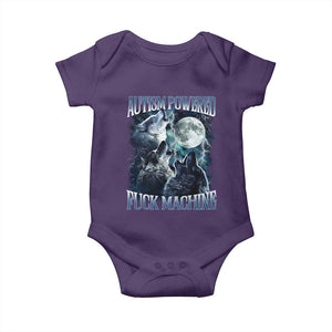 Funny Autism Powered Fuck Machine Baby Onesie Autism Quote Alpha Wolf TS11 Purple Print Your Wear