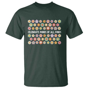 Funny Celebrate Minds Of All Kinds T Shirt Autism Awareness Retro Flower TS11 Dark Forest Green Print Your Wear