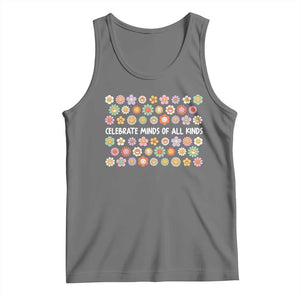 Funny Celebrate Minds Of All Kinds Tank Top Autism Awareness Retro Flower TS11 Black Heather Print Your Wear