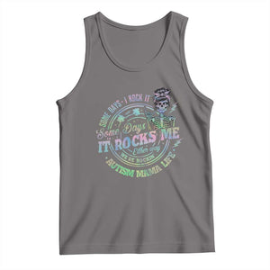 Funny Autism Mama Life Tank Top Some Days I Rock It Some Days It Rock Me Autism Awareness TS11 Deep Heather Print Your Wear