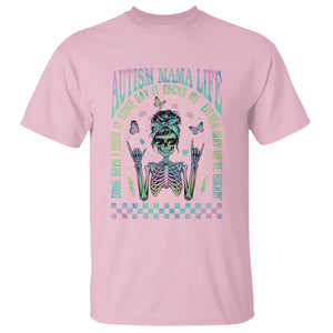 Funny Autism Mama Life T Shirt Some Days I Rock It Some Days It Rock Me Autism Awareness Skeleton TS11 Light Pink Print Your Wear
