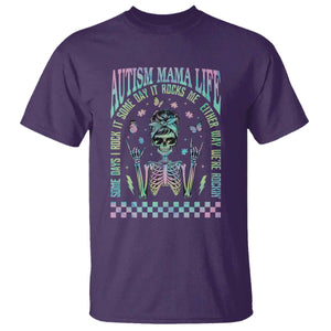 Funny Autism Mama Life T Shirt Some Days I Rock It Some Days It Rock Me Autism Awareness Skeleton TS11 Purple Print Your Wear