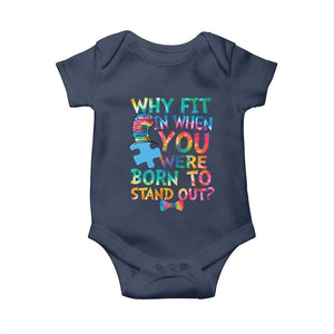 Funny Autism Awareness Baby Onesie Why Fit In When You Were Born To Stand Out Puzzle TS11 Navy Print Your Wear