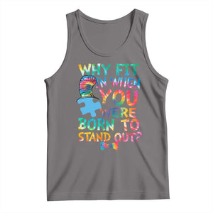 Funny Autism Awareness Tank Top Why Fit In When You Were Born To Stand Out Puzzle TS11 Deep Heather Print Your Wear