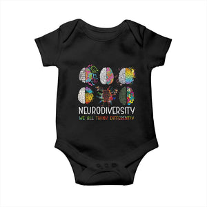 Neurodiversity We All Think Differently Baby Onesie Brain Autism Awareness ASD ADHD TS11 Black Print Your Wear