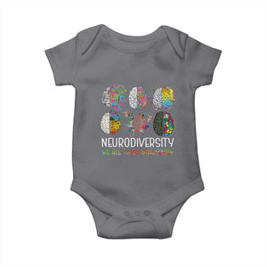 Neurodiversity We All Think Differently Baby Onesie Brain Autism Awareness ASD ADHD TS11 Charcoal Print Your Wear