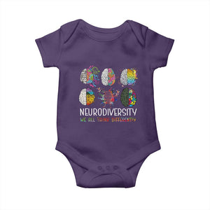 Neurodiversity We All Think Differently Baby Onesie Brain Autism Awareness ASD ADHD TS11 Purple Print Your Wear