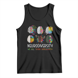Neurodiversity We All Think Differently Tank Top Brain Autism Awareness ASD ADHD TS11 Black Print Your Wear