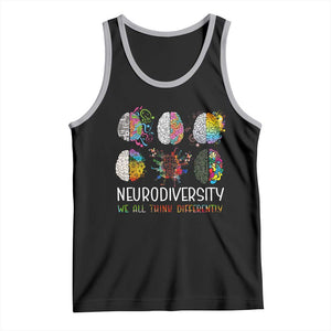 Neurodiversity We All Think Differently Tank Top Brain Autism Awareness ASD ADHD TS11 Black Athletic Heather Print Your Wear